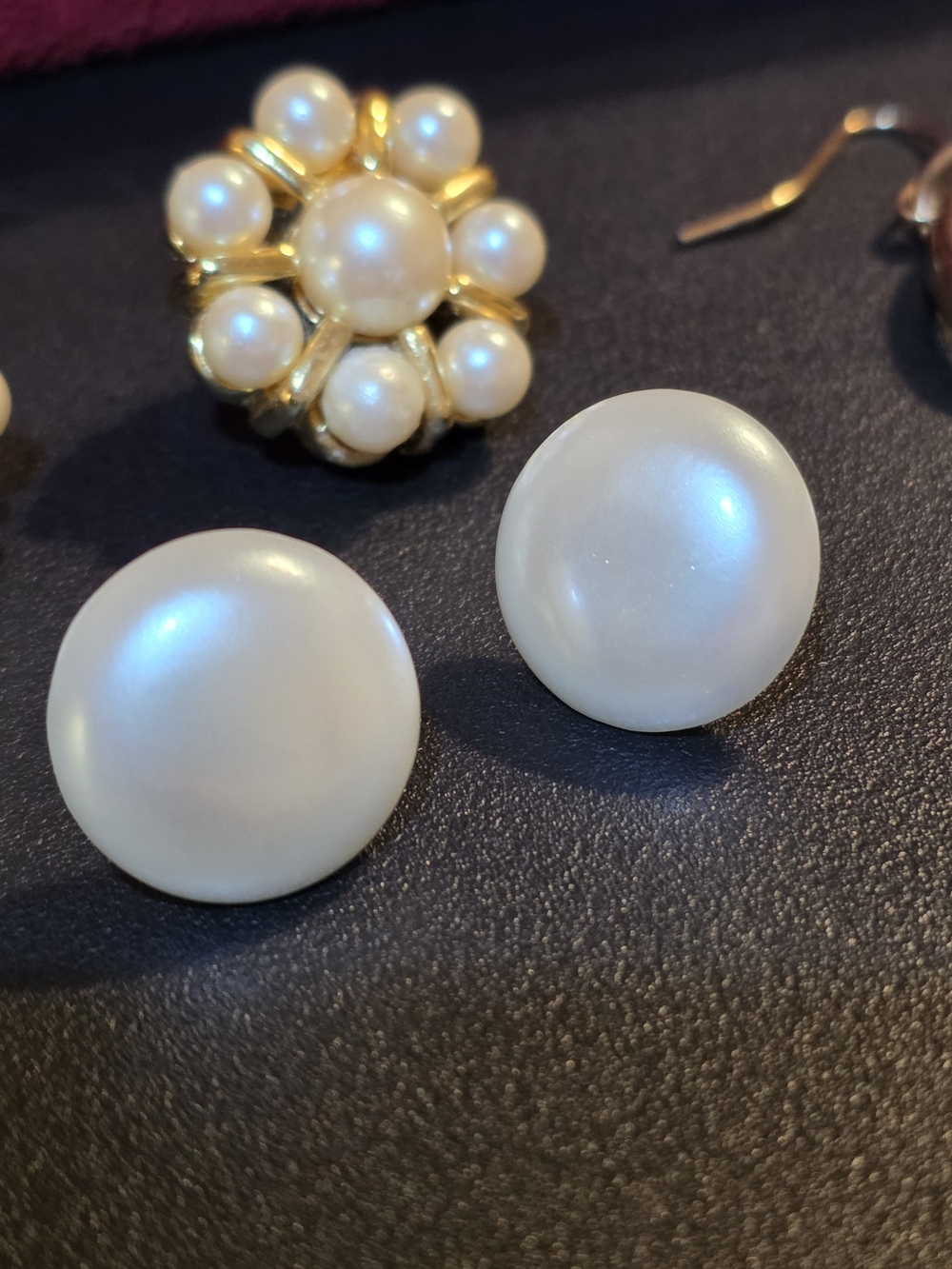 Vintage Pearl Earring Trio in White and Gold - Picture 7 of 8